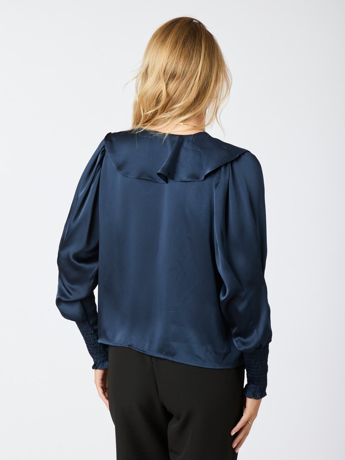 Sandie Sateen Blouse - Navy