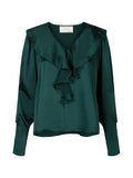 Sandie Sateen Blouse - Dark Green