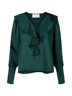 Sandie Sateen Blouse - Dark Green