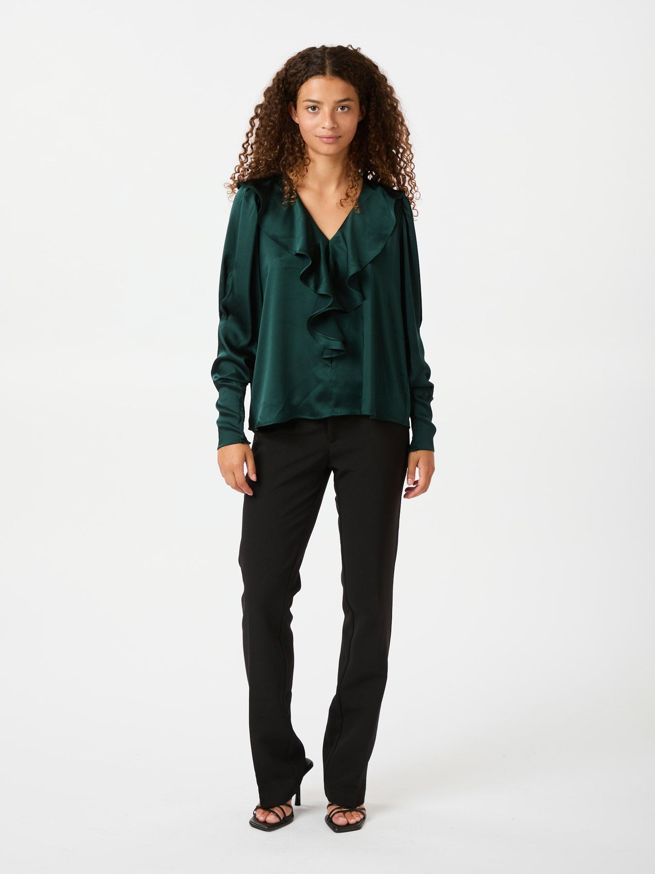 Sandie Sateen Blouse - Dark Green
