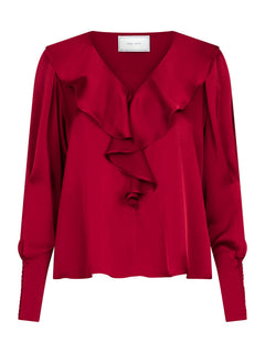 Sandie Sateen Blouse - Wine