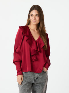 Sandie Sateen Blouse - Wine
