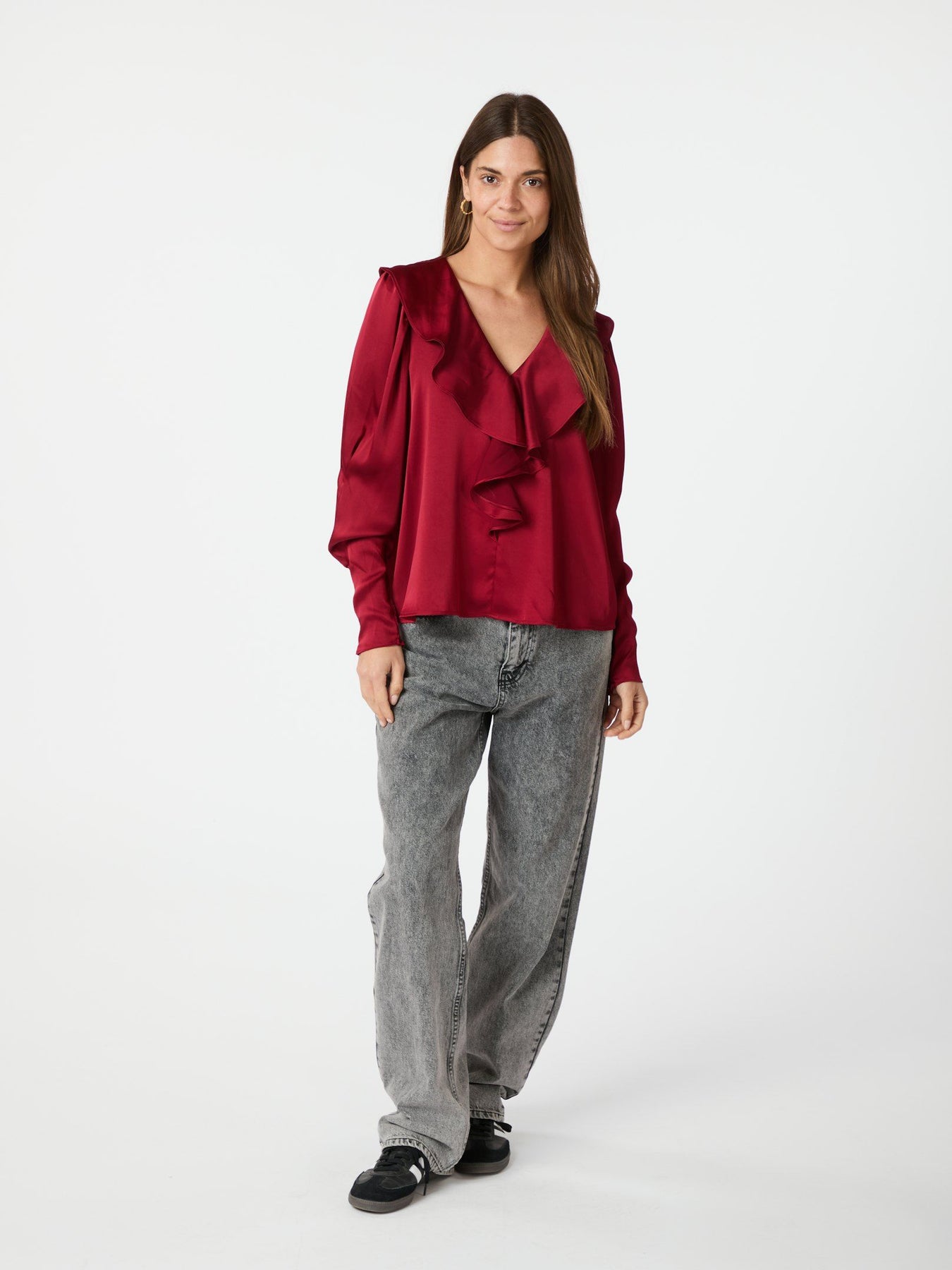 Sandie Sateen Blouse - Wine