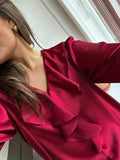 Sandie Sateen Blouse - Wine