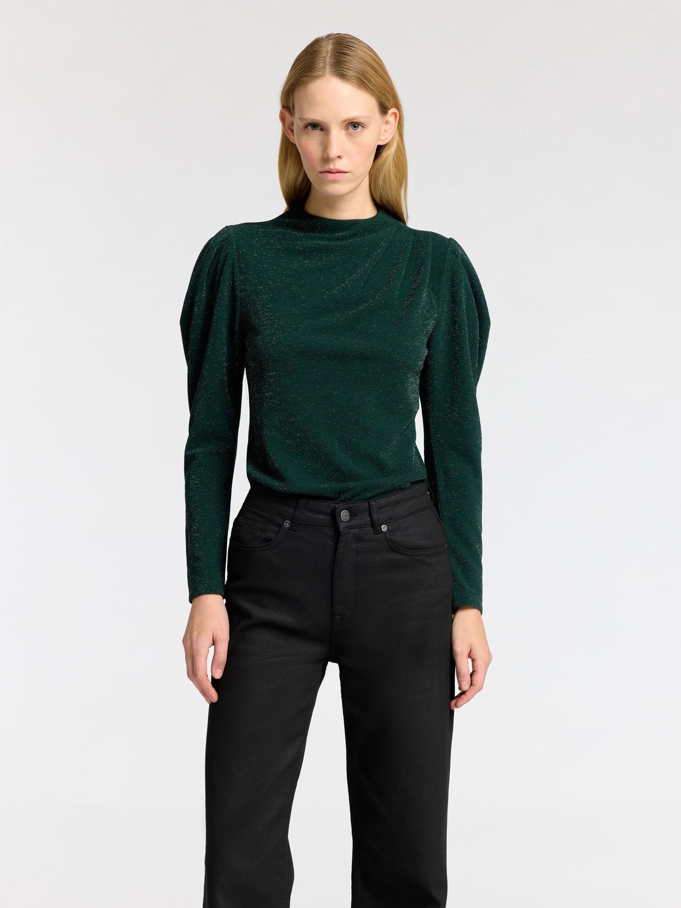 Marwa Ls High Neck Top - Scarab