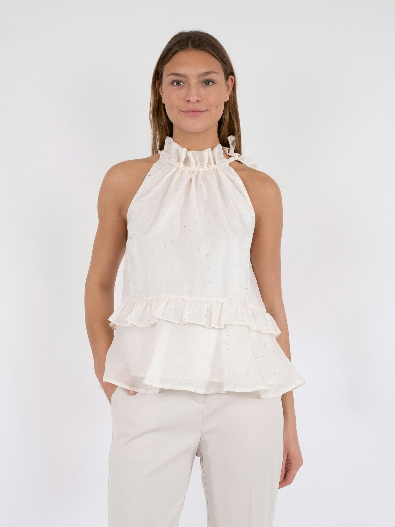 Margy Bedazzled Top - Creme