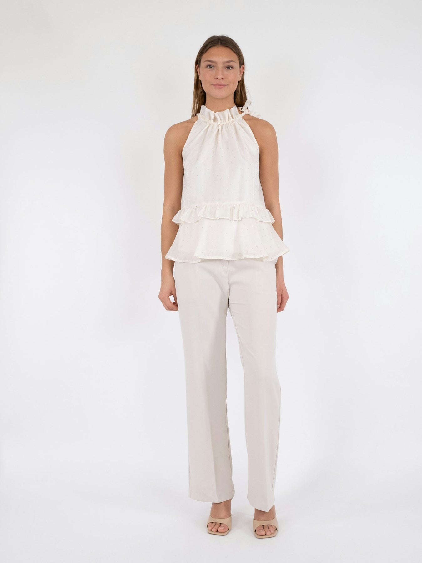 Margy Bedazzled Top - Creme