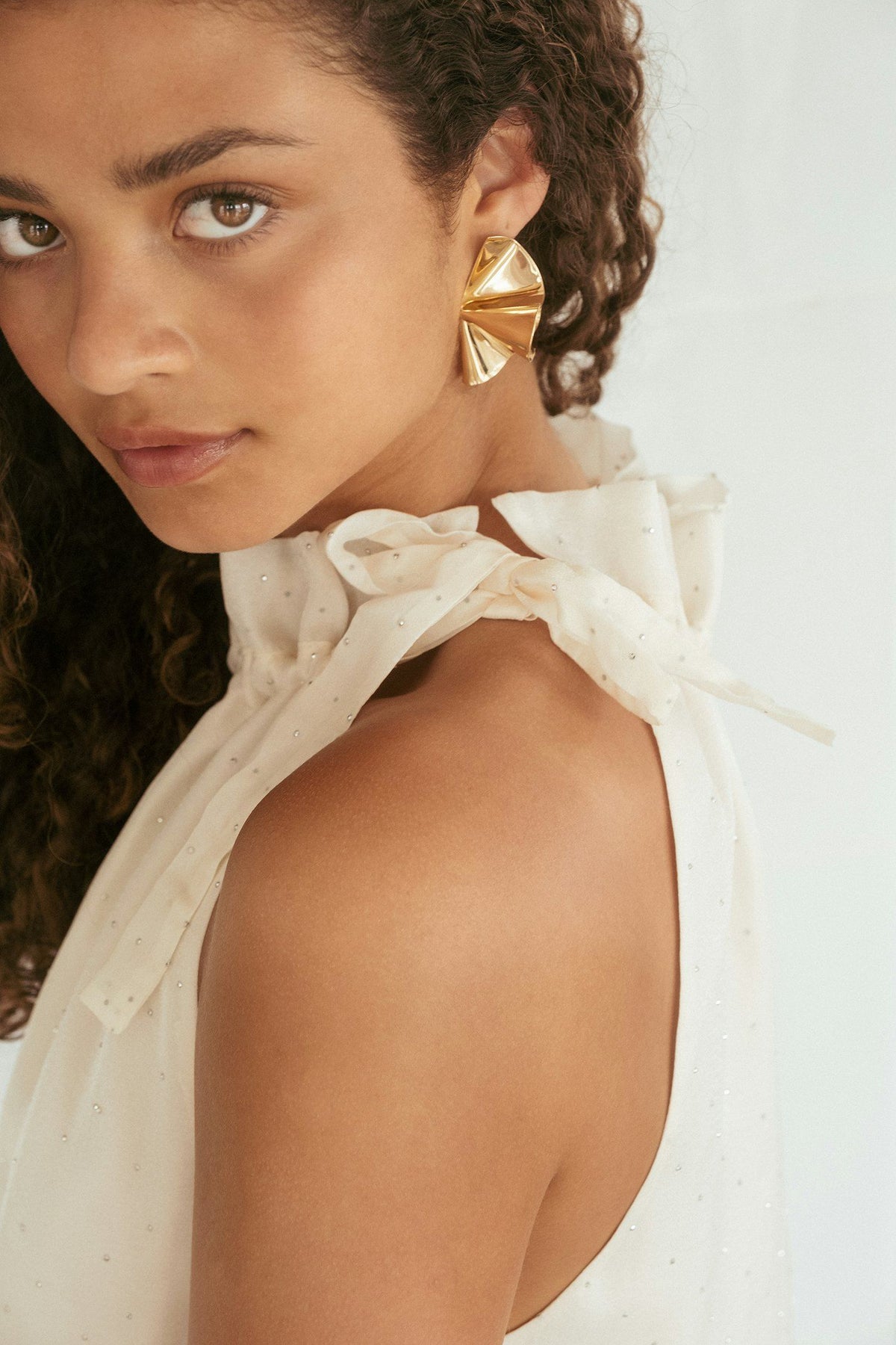Margy Bedazzled Top - Creme