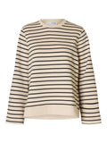 Elise Ls O-Neck Wide Striped Sweatshirt - Black Birch
