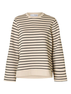 Elise Ls O-Neck Wide Striped Sweat - Black Birch