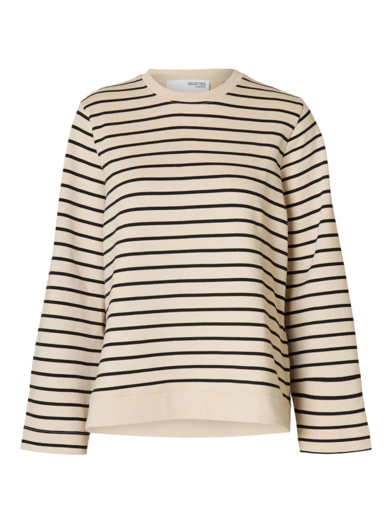 Elise Ls O-Neck Wide Striped Sweatshirt - Black Birch