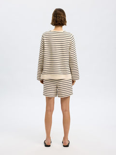 Elise Ls O-Neck Wide Striped Sweat - Black Birch