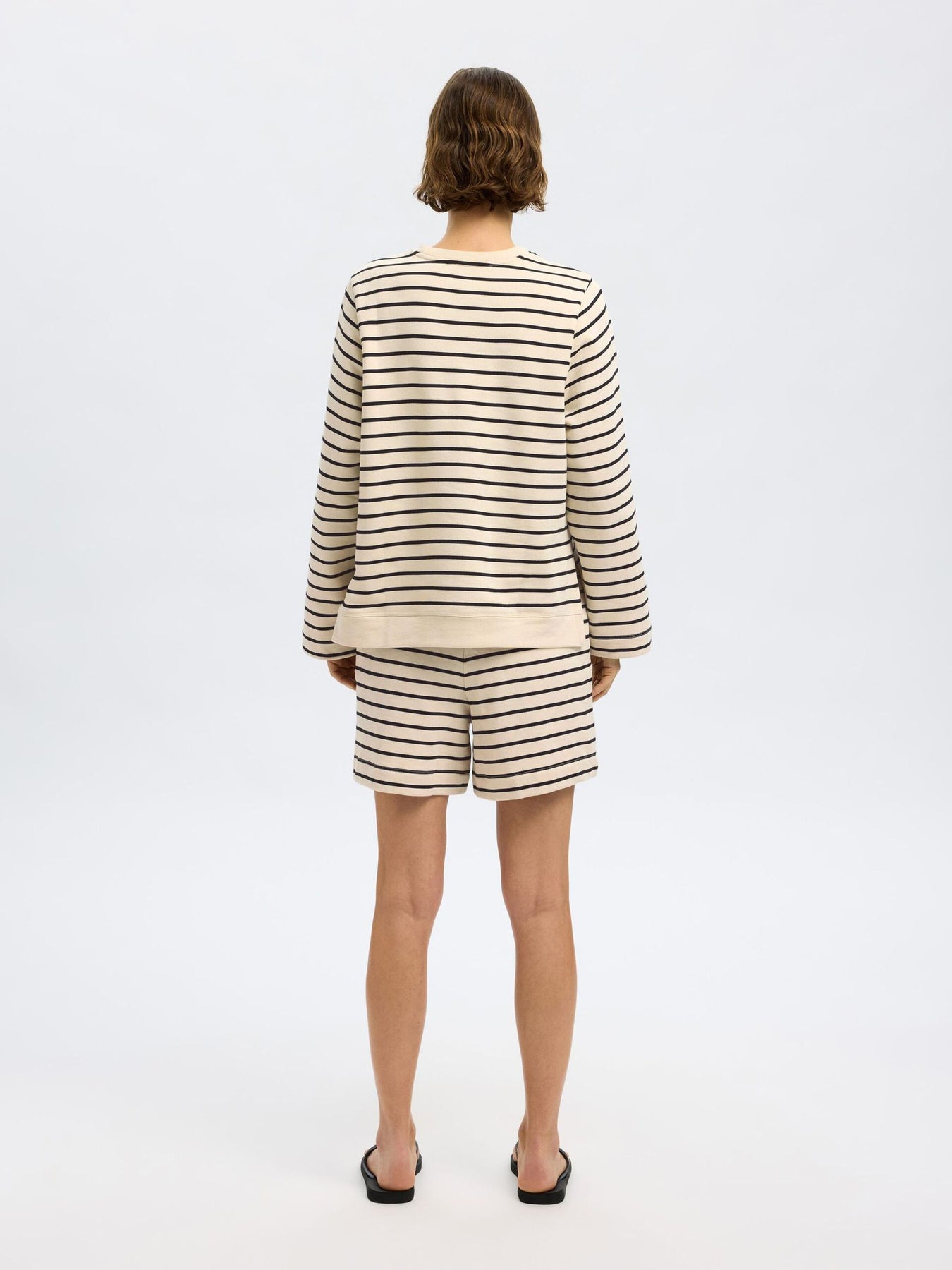 Elise Ls O-Neck Wide Striped Sweatshirt - Black Birch
