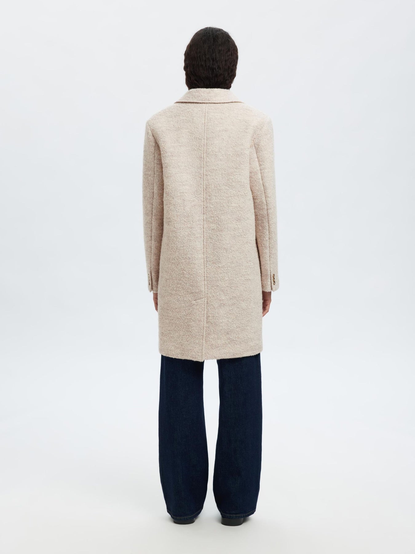 Sasja Boucle Wool Blend Coat - Sandshell Melange