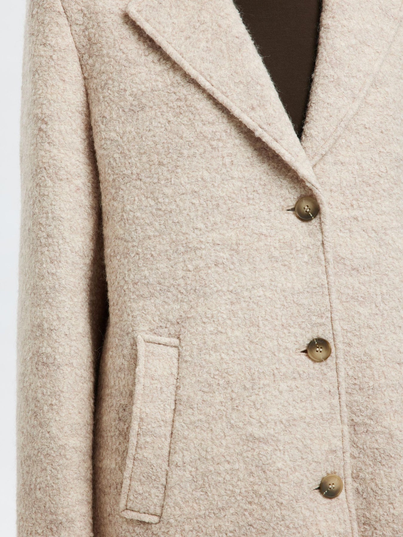 Sasja Boucle Wool Blend Coat - Sandshell Melange