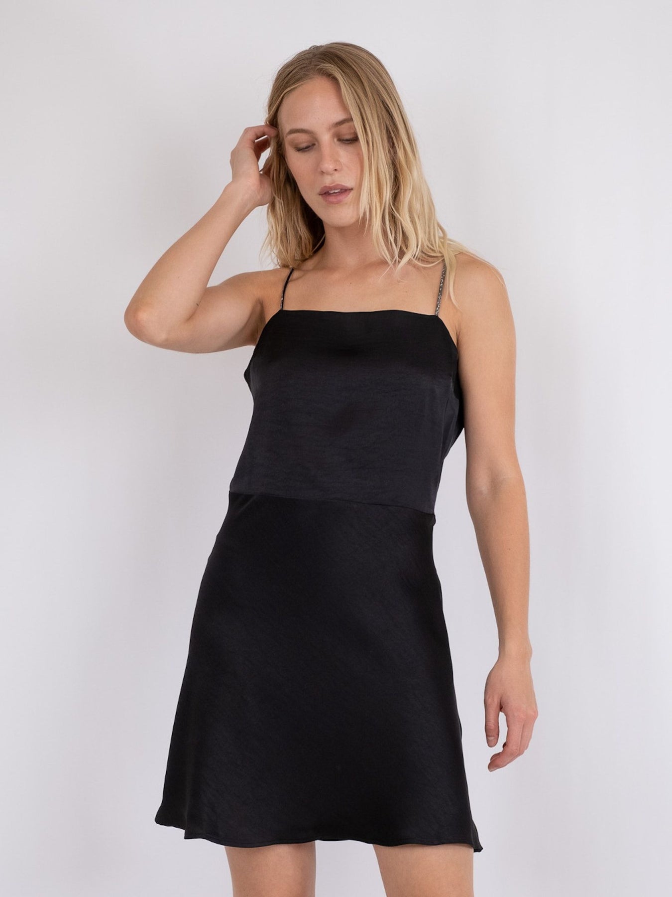 Clara Heavy Sateen Dress - Black