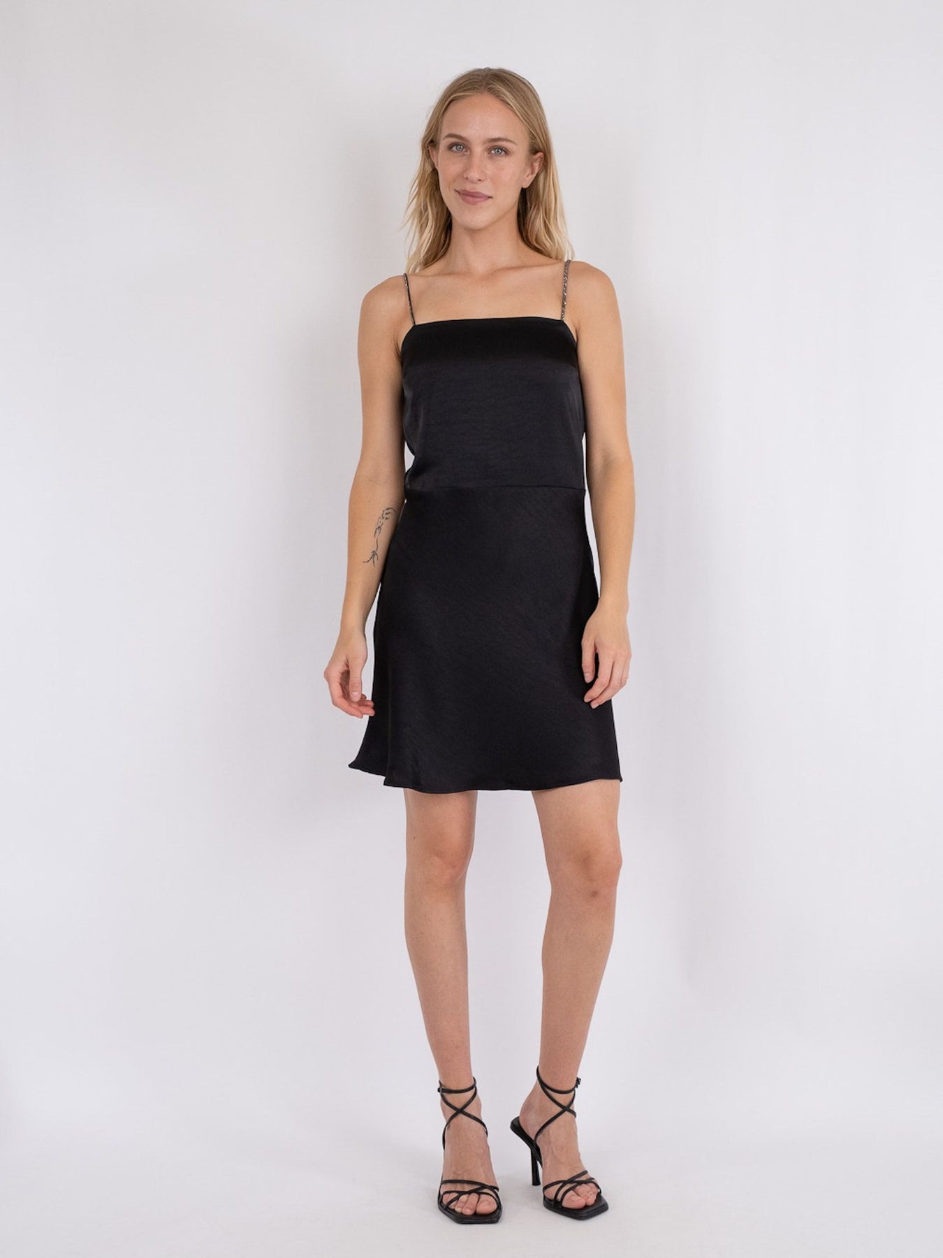 Clara Heavy Sateen Dress - Black
