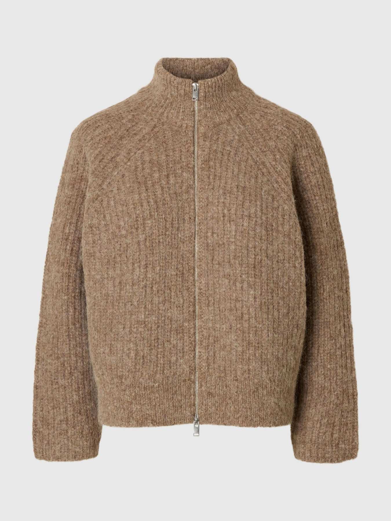 Anjuli Ls Knit Zip Cardigan - Delicioso Melange