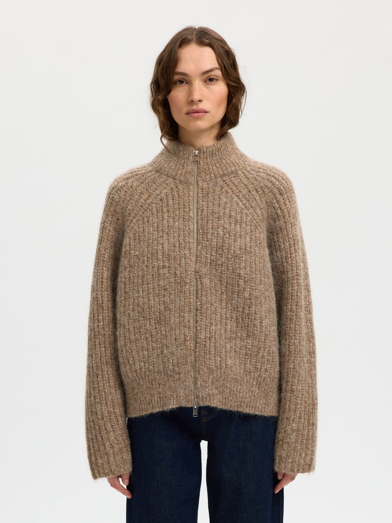 Anjuli Ls Knit Zip Cardigan - Delicioso Melange