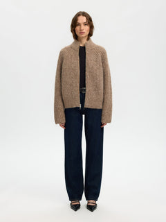 Anjuli Ls Knit Zip Cardigan - Delicioso Melange