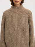 Anjuli Ls Knit Zip Cardigan - Delicioso Melange