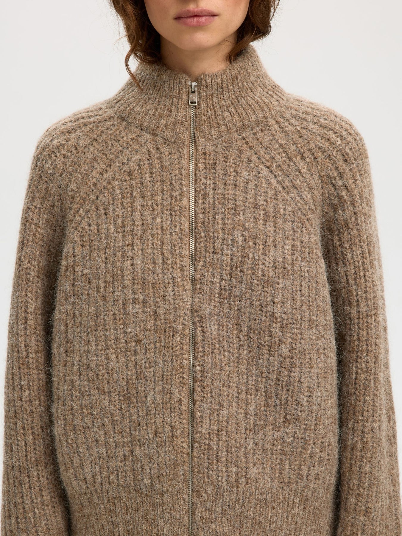 Anjuli Ls Knit Zip Cardigan - Delicioso Melange