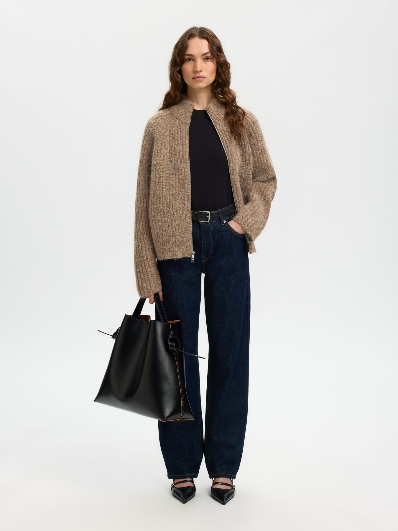 Anjuli Ls Knit Zip Cardigan - Delicioso Melange