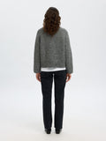 Anjuli Ls Knit Zip Cardigan - Medium Grey Melange