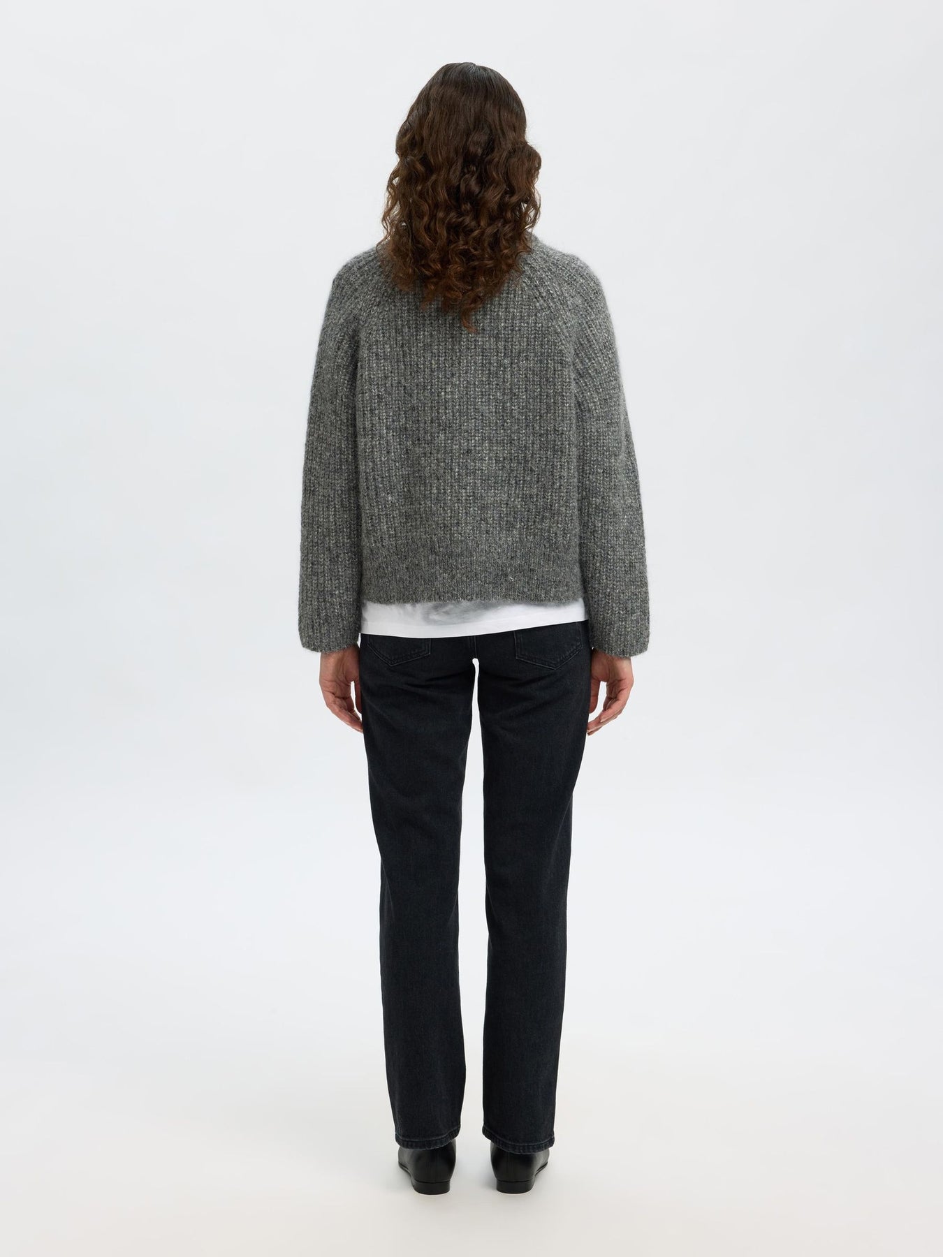 Anjuli Ls Knit Zip Cardigan - Medium Grey Melange