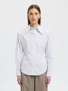 Nicolina Slim Ls Shirt B - Bright White Blue