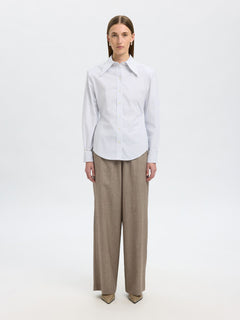 Nicolina Slim Ls Shirt B - Bright White Blue