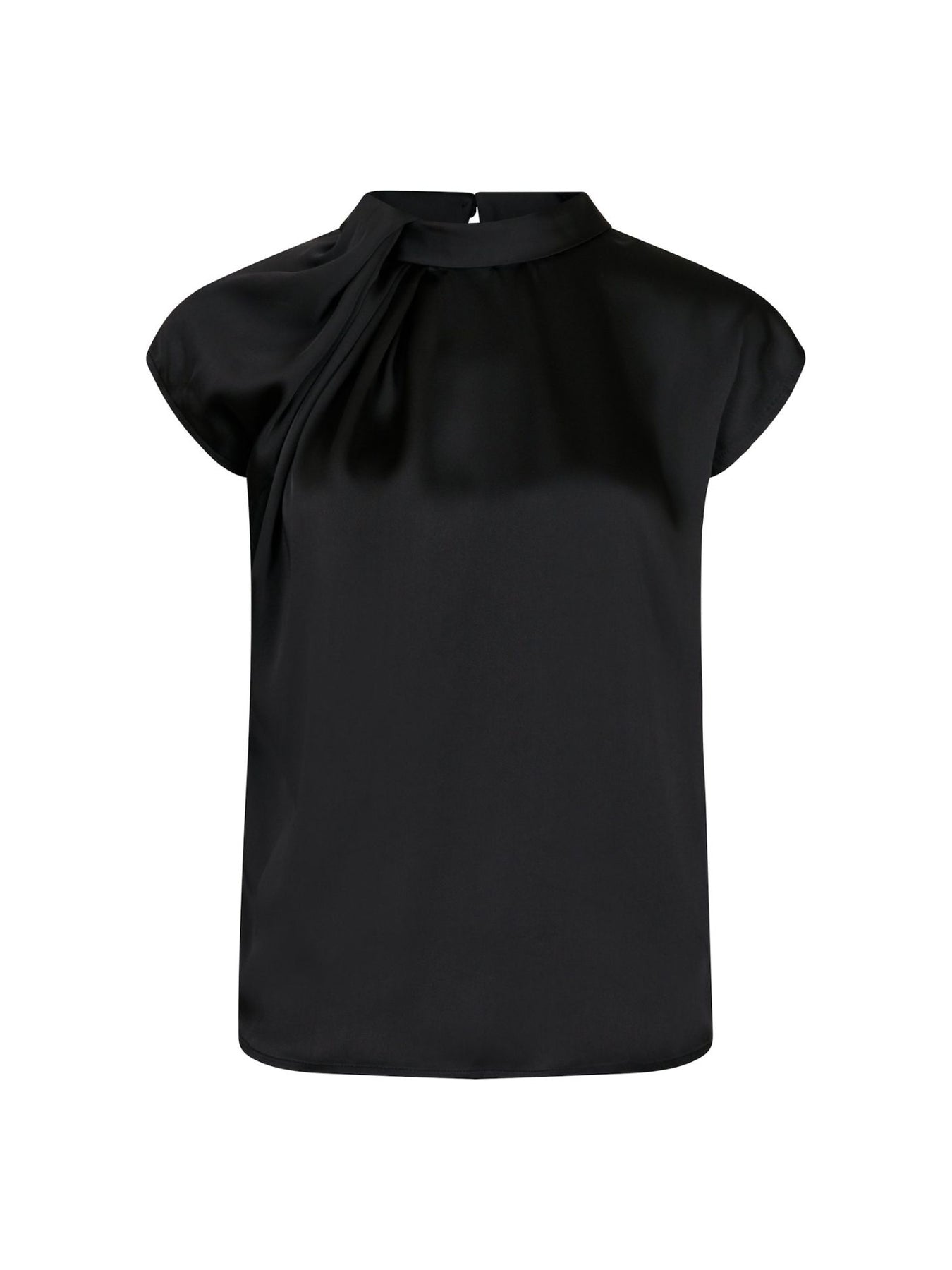 Fleur Drapy Satin Blouse - Svart