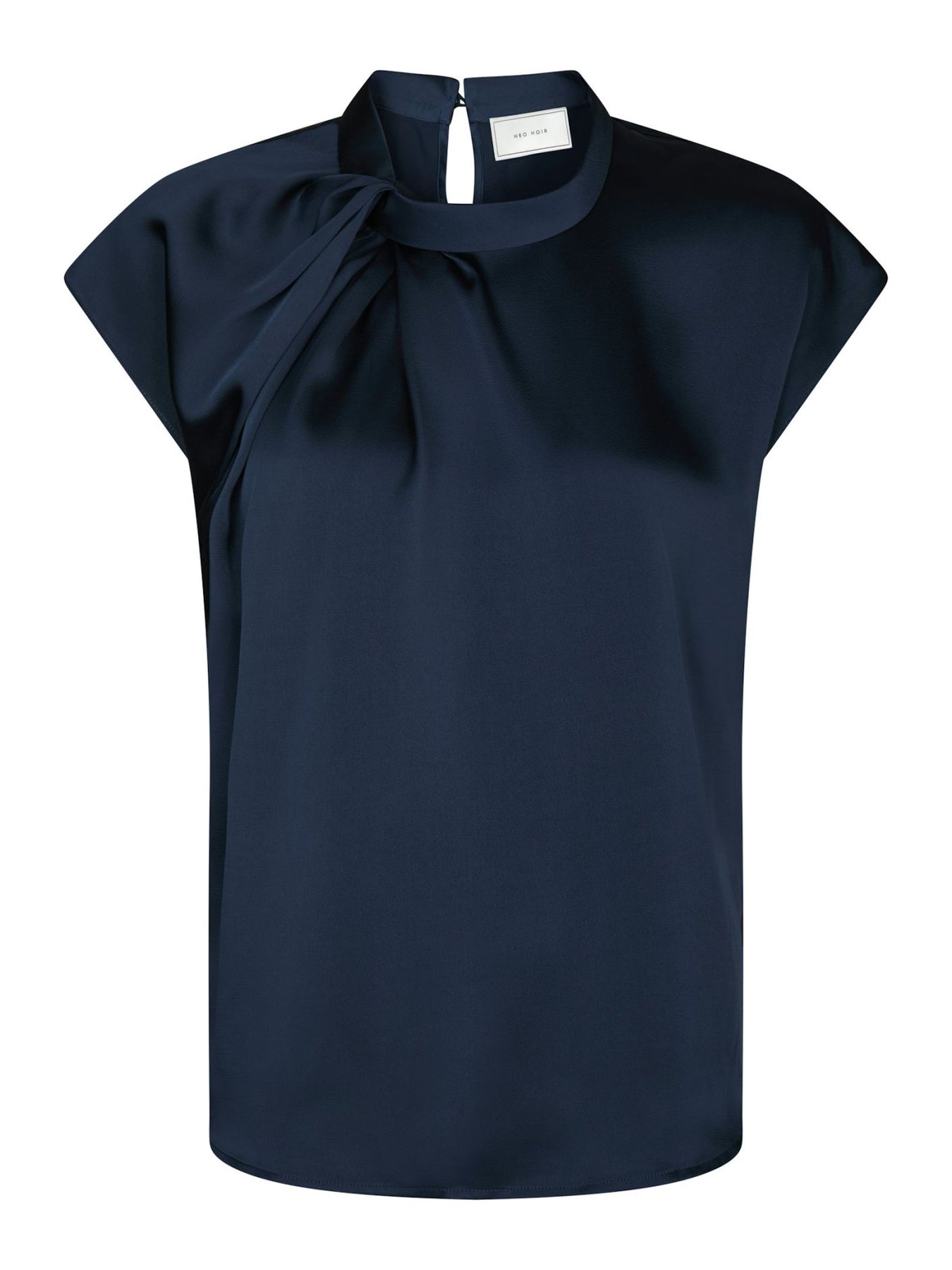 Fleur Drapy Satin Blus - Marinblå