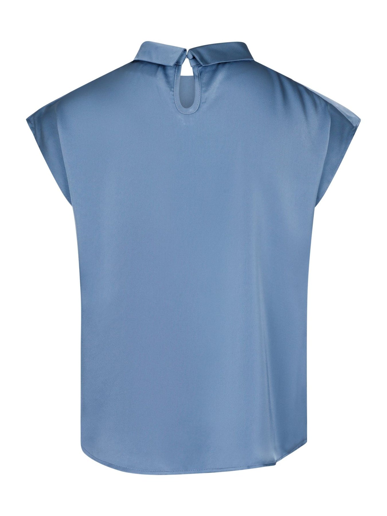 Fleur Drapy Satin Blus - Dusty Blue