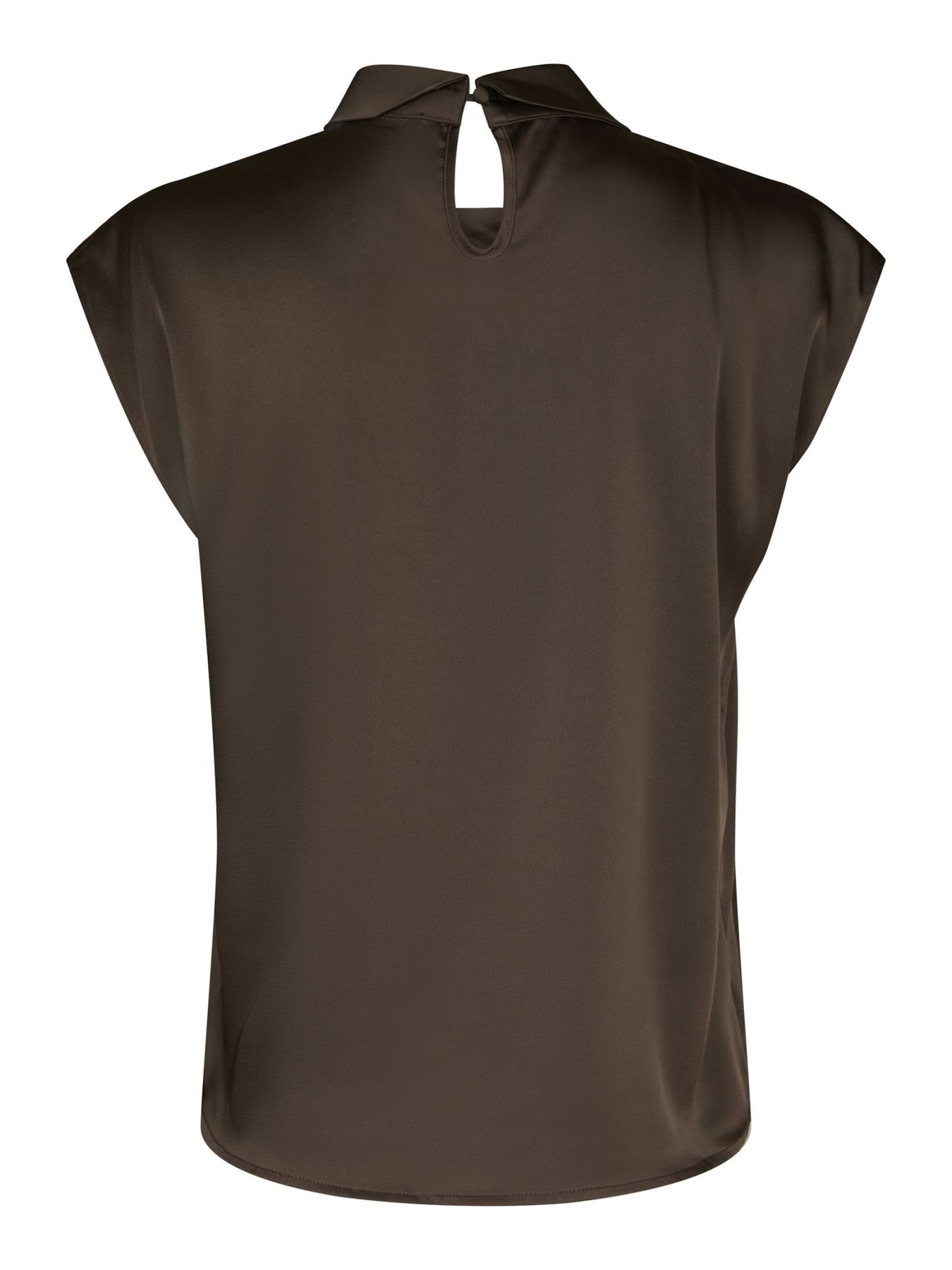 Fleur Drapy Satin Blouse - Dark Brown