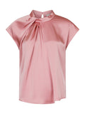 Fleur Drapy Satin Blouse - Light Pink