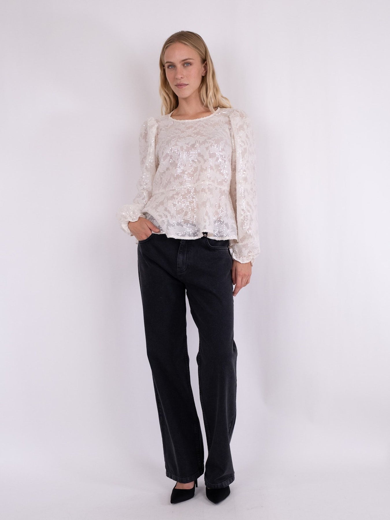 Rizzo Sequins Blouse - Ivory