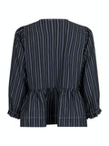 Bella Double Stripe Blouse - Dark Grey