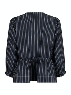Bella Double Stripe Blouse - Dark Grey