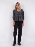 Bella Double Stripe Blouse - Dark Grey