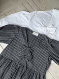 Bella Double Stripe Blouse - Dark Grey
