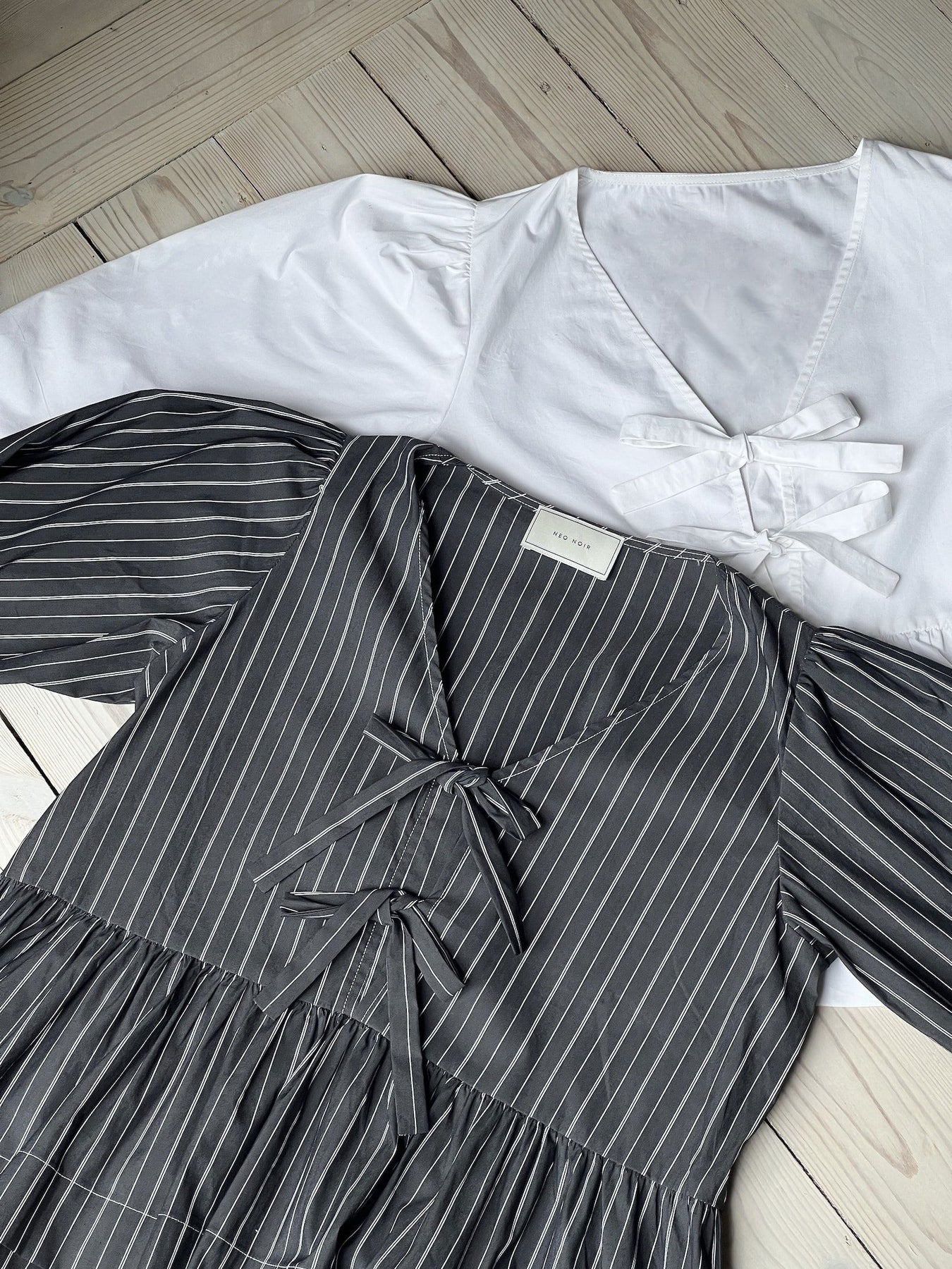 Bella Double Stripe Blouse - Dark Grey