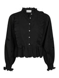 Petrine Embroidery Blouse - Black