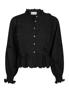 Petrine Embroidery Blouse - Black