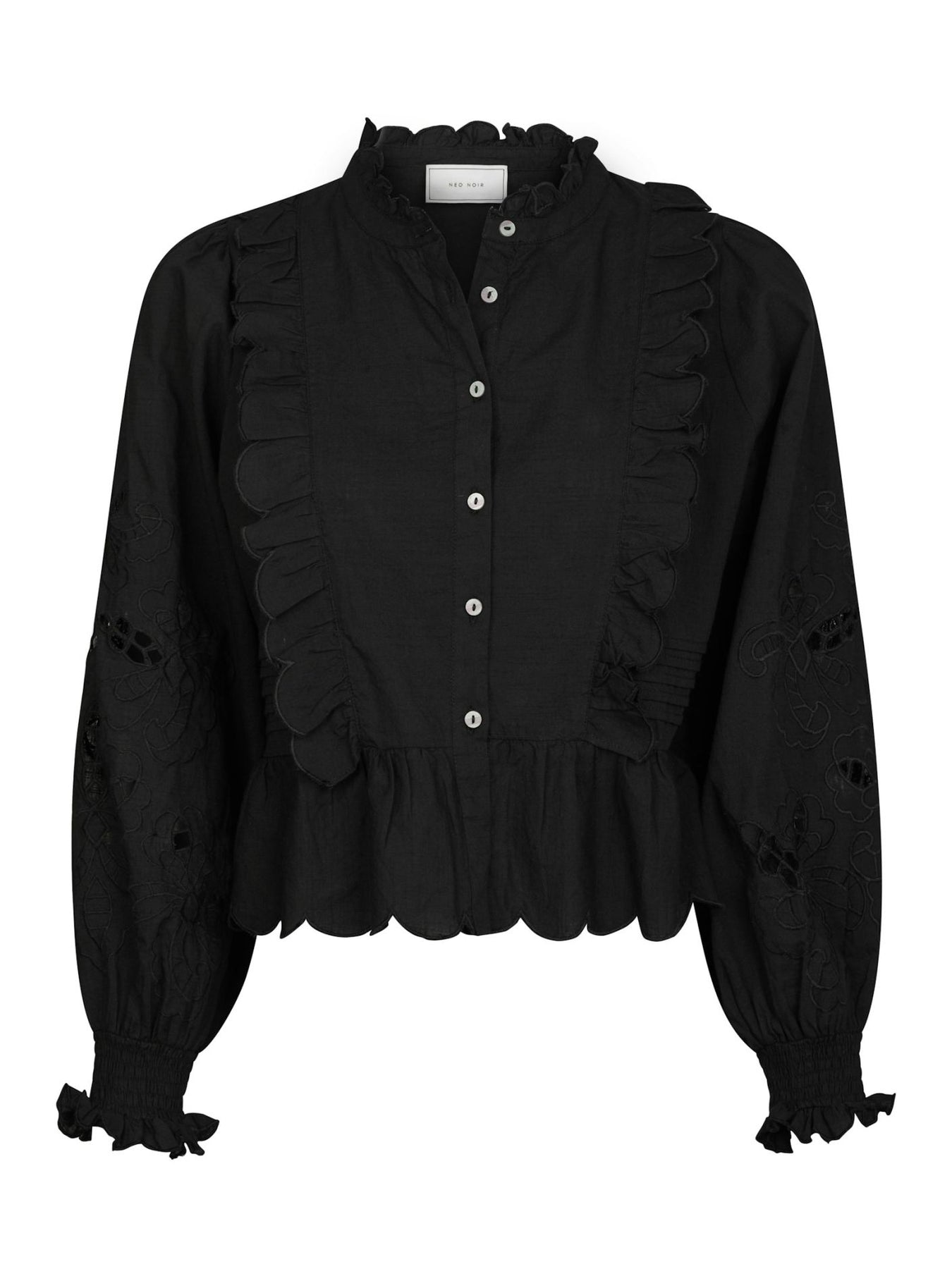 Petrine Embroidery Blouse - Black