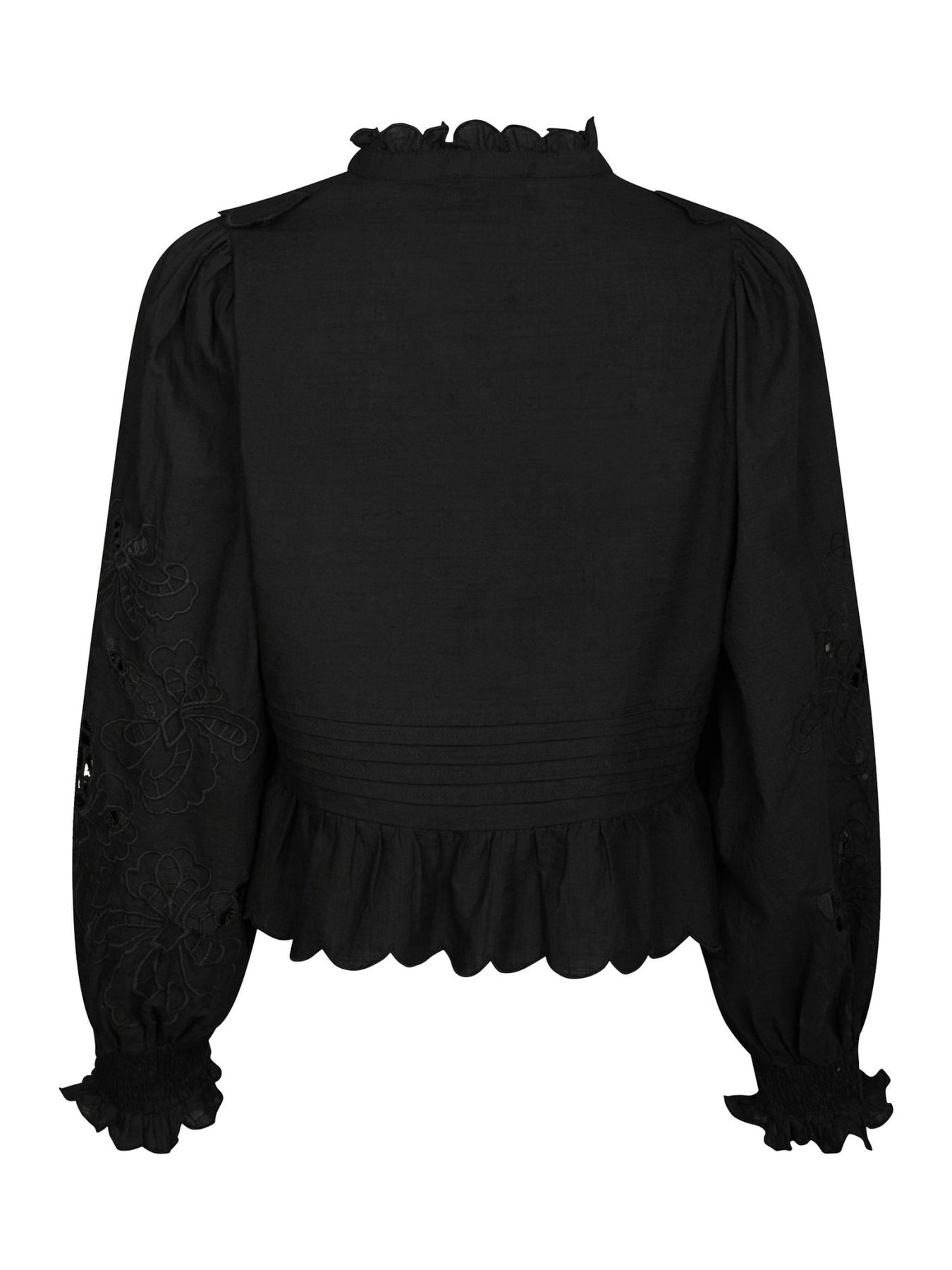 Petrine Embroidery Blouse - Black