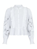 Petrine Embroidery Blouse - White