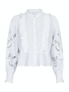Petrine Embroidery Blouse - White