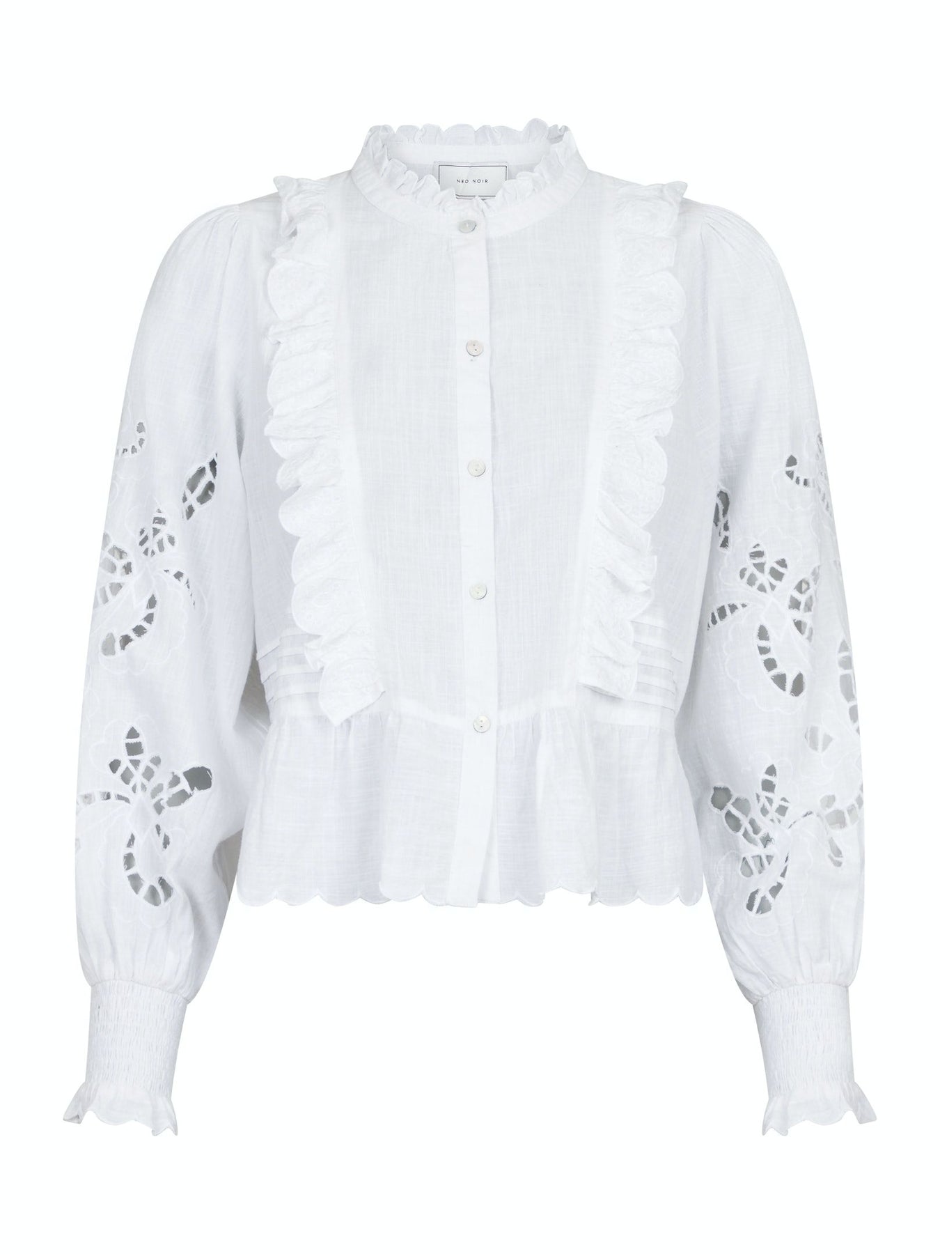 Petrine Embroidery Blouse - White