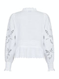 Petrine Embroidery Blouse - White